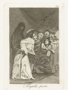 Nyelj, kutya Tragala perro Los Caprichos (sorozat címe) alkotó: Francisco de Goya