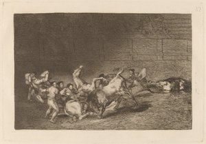 Két Picador csapatot dobott egymás után egyetlen bika alkotó: Francisco de Goya