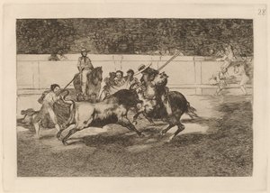 Az Erőteljes Rendon megszúr egy bikát a Pique-val, amely hágóból meghalt a ringben Madridban) alkotó: Francisco de Goya