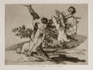 Grande hazaña! Con muertos! Hősi bravúr! Halottakkal! 39. tábla a The Disasters of War Los-ból alkotó: Francisco de Goya