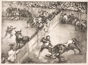 "La Division de la Place" [Bikaviadal a megosztott arénában] alkotó: Francisco de Goya