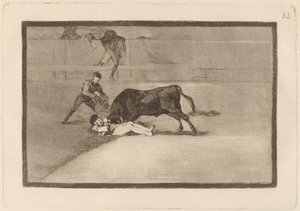 Pepe Illo szerencsétlen halála a Plaza de Madridban (Pepe Illo balszerencsés halála a madridi ringben) alkotó: Francisco de Goya