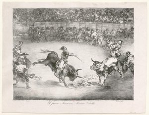 [Les Taureaux de Bordeaux: A híres amerikai Mariano Ceballos] alkotó: Francisco de Goya