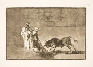 A mórok egy újabb trükköt hajtanak végre az arénában, égésükkel magukhoz csalják a bikákat alkotó: Francisco de Goya