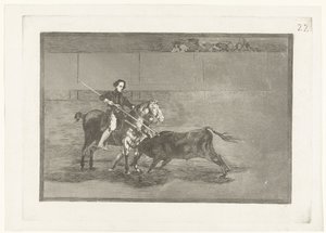 Vödörtáska homokos van Zaragosa-ban A híres zaragozai Pajuelera férfias értéke Bikaviadal (sorozat címe) Stierenvechten (sorozat címe) alkotó: Francisco de Goya
