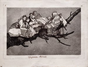 Ridiculous Folly a Los Disparates Follies sorozatból, 1815-1819 alkotó: Francisco de Goya