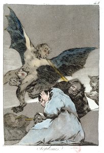 Soplones (Blasts of Wind), „Los Caprichos” 48. táblája, 18. század vége alkotó: Francisco de Goya