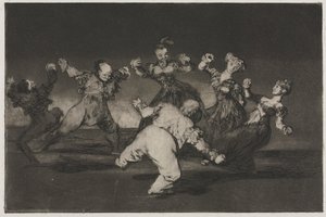 A közmondások: Ha Marion táncolni fog, akkor viselnie kell a következményeket, 1864. alkotó: Francisco de Goya