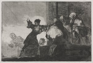 A Példabeszédek: Jobb két fej, mint egy vagy szegény ostobaság alkotó: Francisco de Goya