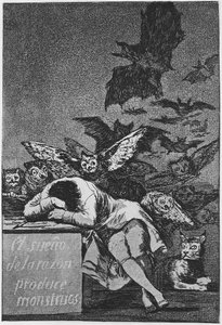 A Sleep of Reason szörnyeket produkál. Capricho No 43, 1797-1798 alkotó: Francisco de Goya
