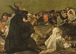 A Boszorkányok szombatja vagy A nagy kecskebak (A fekete festmények egyike), 1821-23 (a 38640 részlete) alkotó: Francisco de Goya