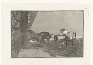 Martincho használata a Zaragosa arénában Martincho meggondolatlansága a Plaza de Zaragozában Bikaviadal (sorozat címe) Stierenvechten (sorozat címe) alkotó: Francisco de Goya