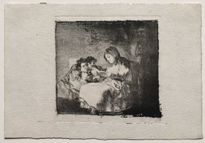 Két gyermeknek olvasó nő, 1824-1825. alkotó: Francisco de Goya