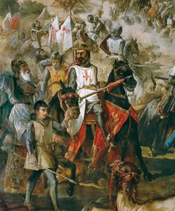 Spanyolország visszafoglalása: Las Navas de Tolosa csata 1212.07.16-án a keresztény hadsereg és a mór hadsereg között. VIII. Alfonz királyt ábrázoló részlet. Francisco de Paula Van Halen (1810-1887) festménye. 1864. Madrid. Szenátusi palota. alkotó: Francisco de Paula van Halen