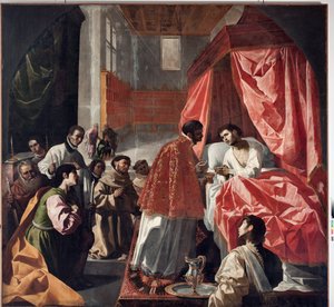 Szent Bonaventure utolsó áldozása (olaj, vászon alkotó: Francisco de Zurbaran