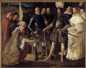 Reconquista: „” Sevilla megadása III. Ferdinánd Kasztília és León királya előtt”” a mórok 1248.12.22-én átadták a város kulcsait Kasztília királyának. Francisco de Zurbaran (1598-1664) festménye 1634.V. 157,5x208,2 cm Egyéni átvétel