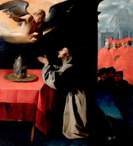 "" Saint Bonaventure (Giovanni di Fidanza, Dr. Seraphique, St. Bonaventure) (1221-1274) imában "" Francisco de Zurbaran (1598-1664) festménye 1629 V 239x222 cm Gemaldegallerie, Drezda Németország alkotó: Francisco de Zurbaran