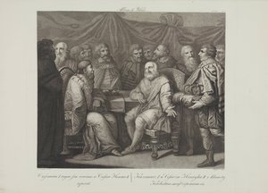 I. Kázmér restaurátor találkozás III. Henrik császárral, Smuglewicz, Franciszek (1745-1807). Litográfia, 18. század vége. Magángyűjtemény