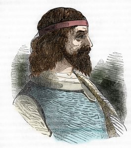 Odoacre (Odovacar), a hunok Herules szövetségeseinek vezetőjének és Attila (435-493) miniszterének (Odoacer vagy Flavius Odovacer) portréja Franco Mistrali 1843-as „I misteri del vaticano” című rajzából