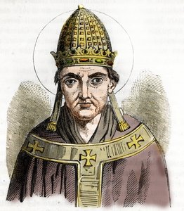 I. Sylvestre pápa portréja (Silvestre vagy Sylvester vagy Silvestro) (314-335) - Rajz a Franco Mistrali „Misteri del Vaticano”-ból alkotó: Franco Mistrali