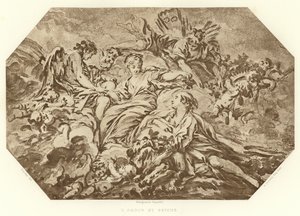 Ámor és psziché (metszet) alkotó: Francois (after) Boucher