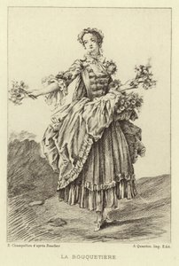 La Bouquetiere (metszet) alkotó: Francois (after) Boucher