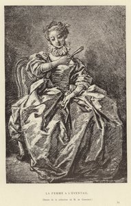 A nő legyezővel alkotó: Francois (after) Boucher