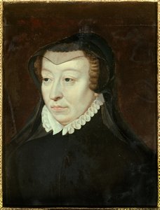 Medicis Katalin (Caterina de Medici) (1519-1589), francia királynő portréja Francois Clouet festménye (kb. 1515-1572) V. 0,33x0,24 m 16. századi Chantilly, Musee Conde
