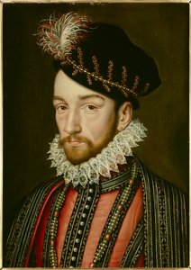 IX. Károly (1550 - 1574) portréja. Francois Clouet (1515-1572) festménye