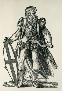 A Német Lovagrend lovagja. Illusztráció a "Cleri totius Romanae subiecti Ecclesiae" című könyvhöz, Francois modius és Jost Amman. Frankfurt. 1585. Xilográfia. FRANCIAORSZÁG. ILE-DE-FRANCE. Párizs. Nemzeti Könyvtár alkotó: Francois & Amman Jost (1539 91) Modius