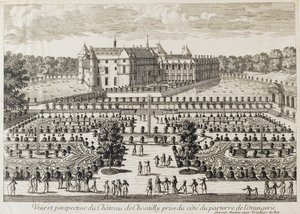 Kilátás a Chateau de Chantilly-re az Orangerie-ből, 18. század közepe