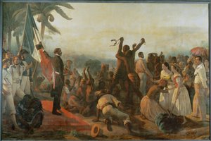 A feketék szabadságának kihirdetése a gyarmatokon ... alkotó: François Auguste Biard