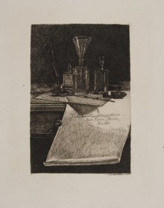 Címlapelőzék, rézkarceszközök alkotó: François Bonvin