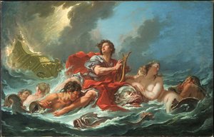 Arion a delfin hátán alkotó: François Boucher