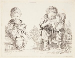 Gyermek ül egy rög a föld és a kis tejivók alkotó: François Boucher