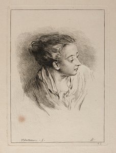 Hátrafogott hajú nő mellszobra alkotó: François Boucher