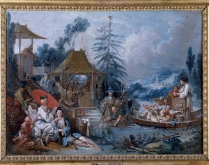 Chinoiserie: ""halászat"" Francois Boucher (1703-1770) festménye alkotó: François Boucher