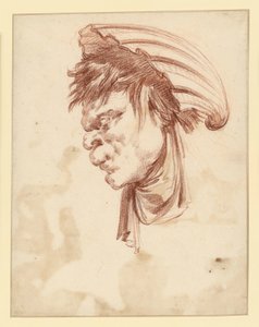 Groteszk fej, balra néző profilból, kagylóval a fején alkotó: François Boucher