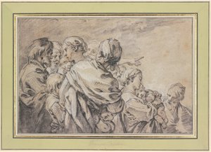 Félalakos szoborcsoport, amelyen férfiak, nők és gyermekek láthatók alkotó: François Boucher