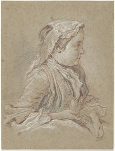 Fiatal nő csipkés sapkával alkotó: François Boucher