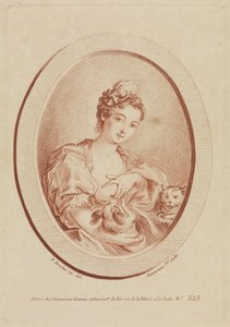 Fiatal nő kutyussal és cicával alkotó: François Boucher
