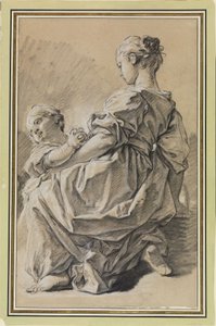 Térdelő fiatal nő gyermekkel alkotó: François Boucher
