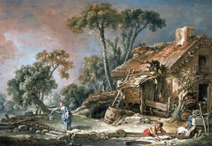 Táj parasztházzal alkotó: François Boucher