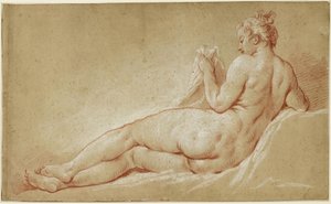 Fekvő női akt hátulról nézve alkotó: François Boucher