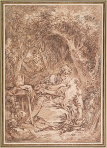 Meglepett szerelmesek (Annette és Lubin) alkotó: François Boucher