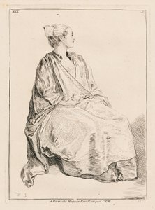 Jobbra néző ülő nő alkotó: François Boucher