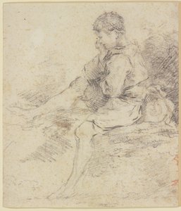 Ülő kisfiú, meztelen lábakkal alkotó: François Boucher