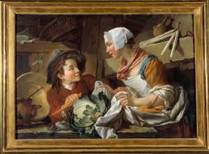 A szakács és egy fiatalember Francois Boucher festménye (1703-1770) 1735. Musee de Sainte Cím alkotó: François Boucher