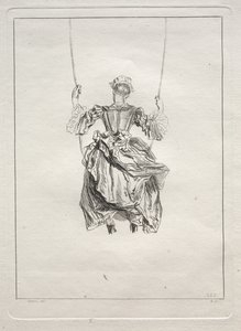 Nő a hintában, hátulról nézve alkotó: François Boucher