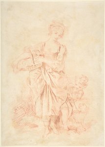Kislány egy fiúval és egy kutyával alkotó: François Boucher